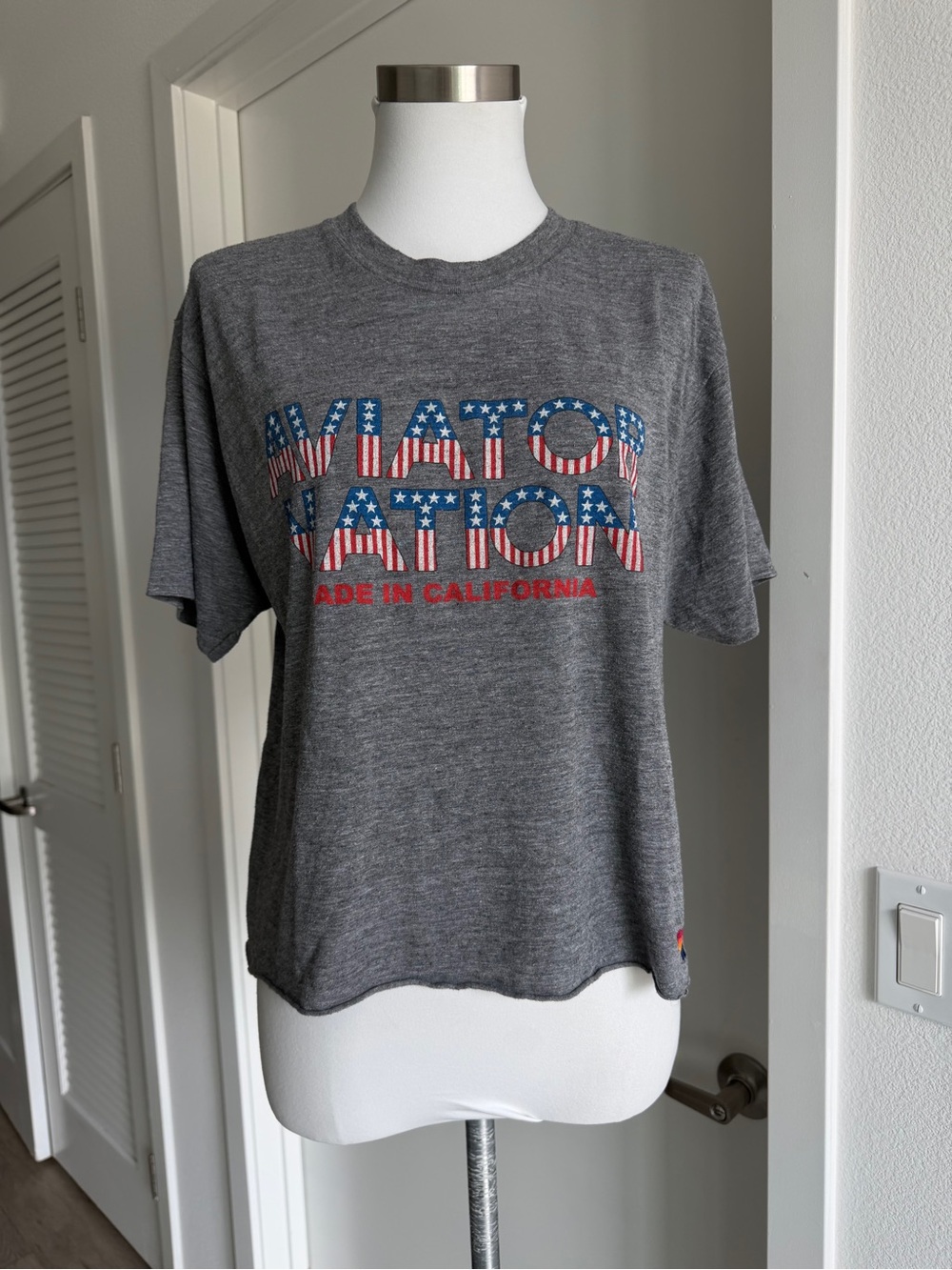 AVIATOR NATION "4th of July Boyfriend Tee." 
Gray T-shirt, size L